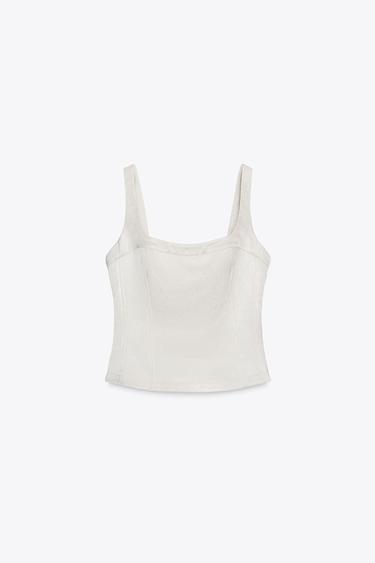 SATIN BUSTIER TOP - Silver by Zara - Image 0