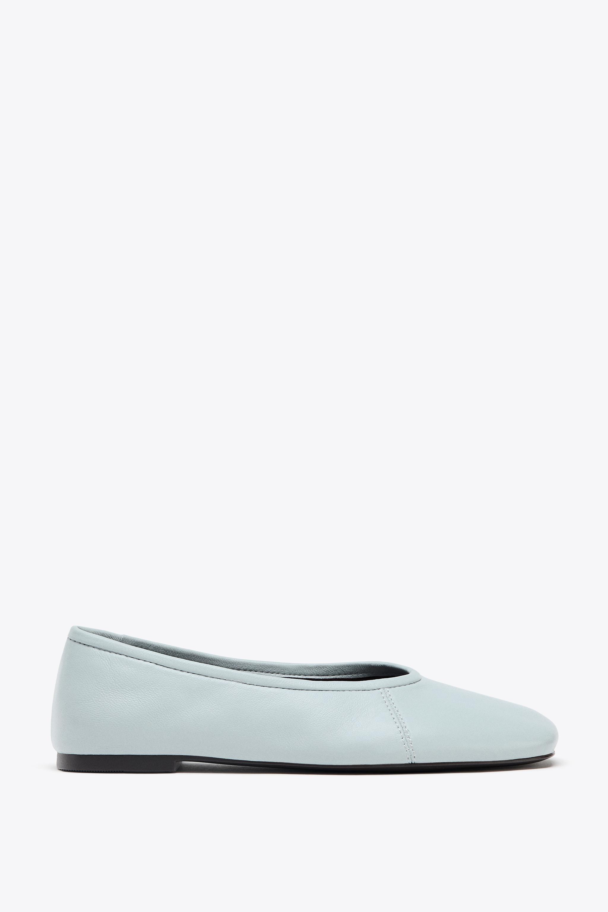 ステッチ入りレザーバレリーナ - ブルー | ZARA Japan / 日本