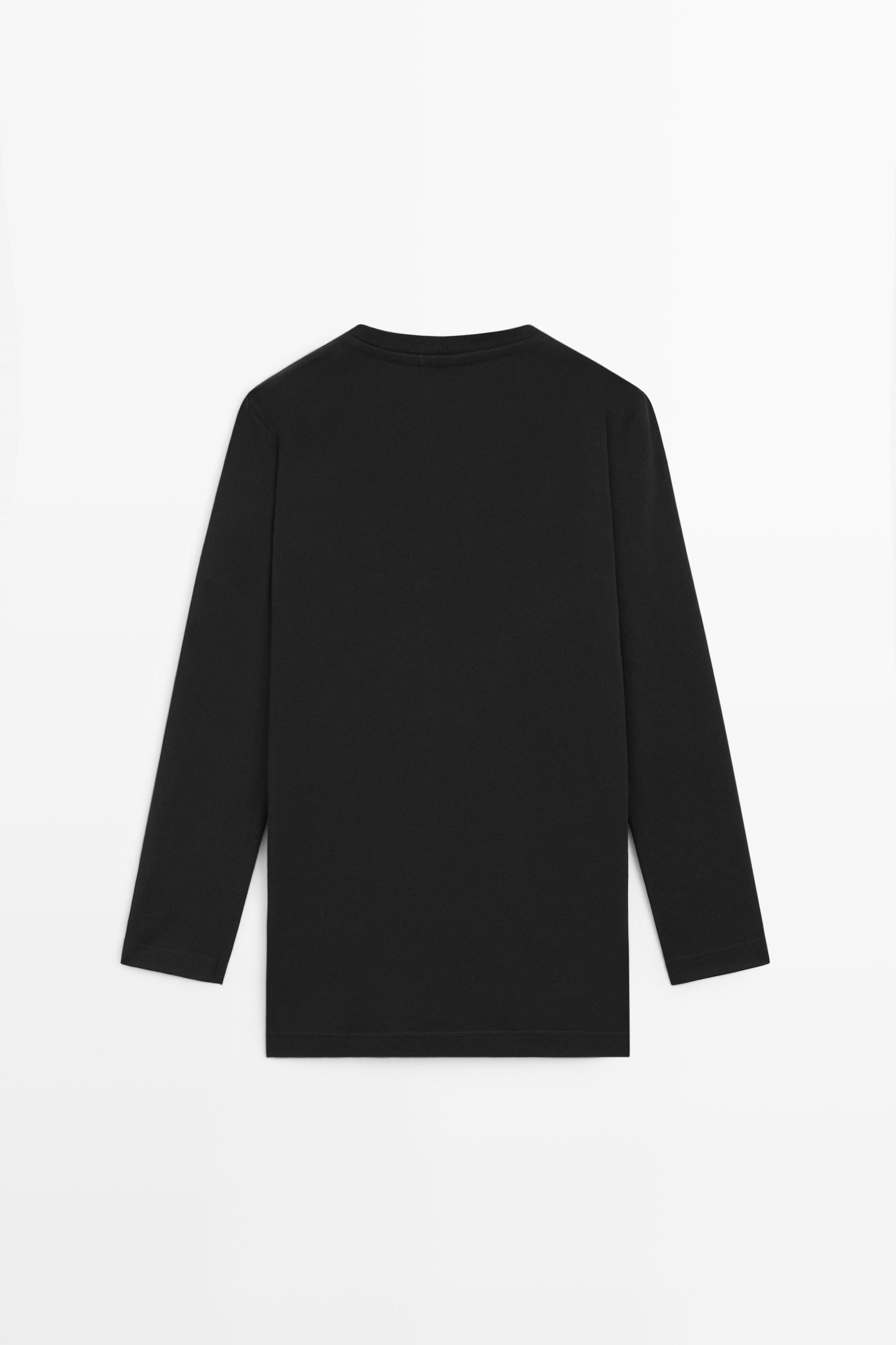 100% cotton long T-shirt with round neck