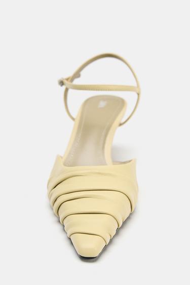 GATHERED LEATHER HEELS - Light yellow by Zara - Image 3