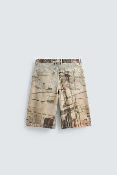 ABSTRACT PRINT BAGGY FIT BERMUDA SHORTS - Multicoloured by Zara - Image 6