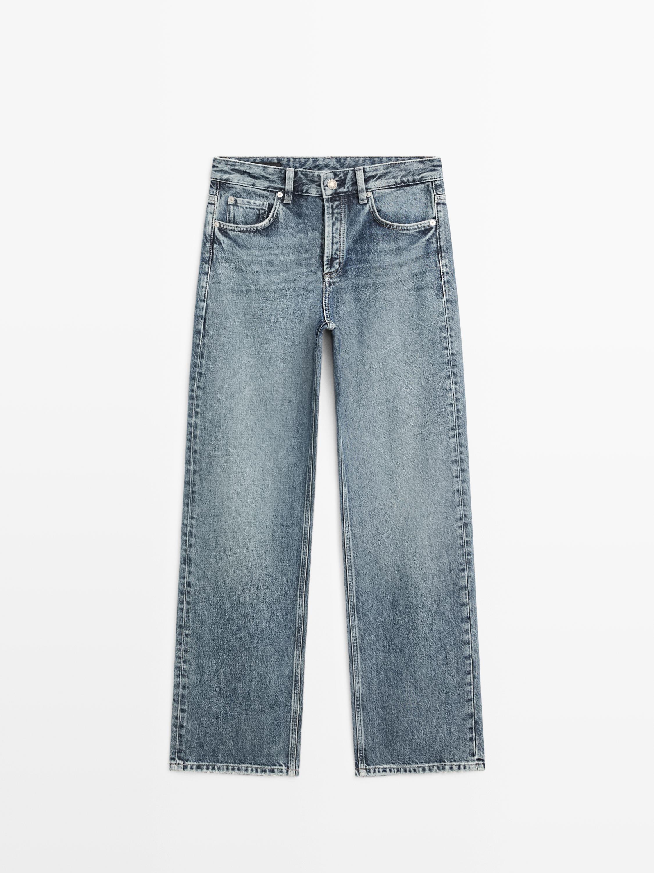 Mid-rise wide-leg jeans