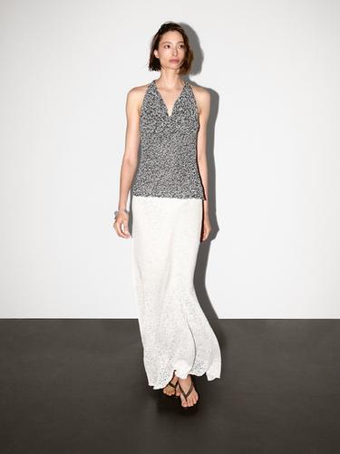 Zara Draped knit top with flecked detail - Dark straw - Image 0