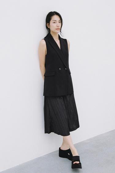 ZW COLLECTION プリーツバミューダパンツブラック0ZaraのZW COLLECTION プリーツバミューダパンツ - ブラック - 画像 0