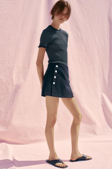 BUKSENEDERDEL MED KNAPPER - marine fra Zara - Billede 0