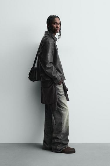 BLOUSON EN MATIÈRE SYNTHÉTIQUE LAVÉE - Marron de Zara - Image 3