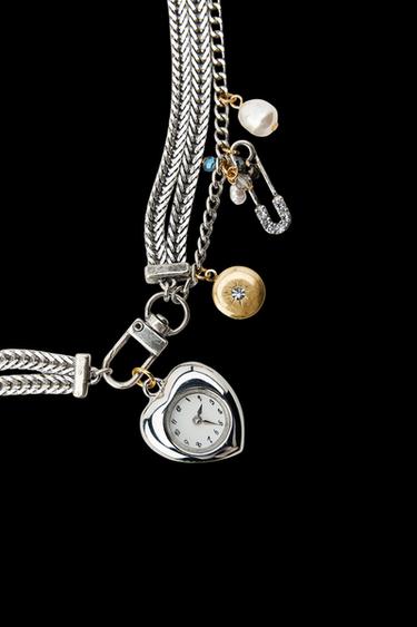PACK 3 COLLARES RELOJ CHARMS - Plata de Zara
