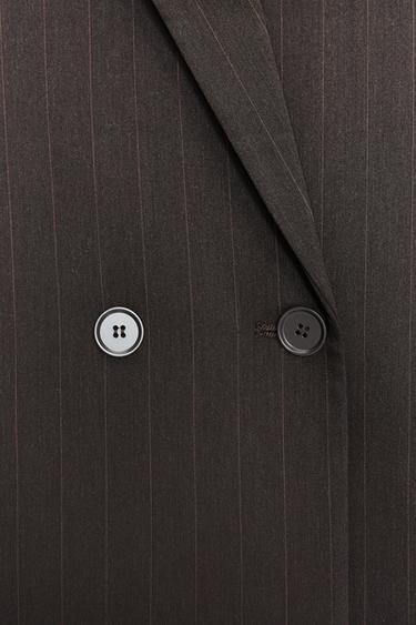 OVERSIZE PINSTRIPE BLAZER - Brown by Zara - Image 7