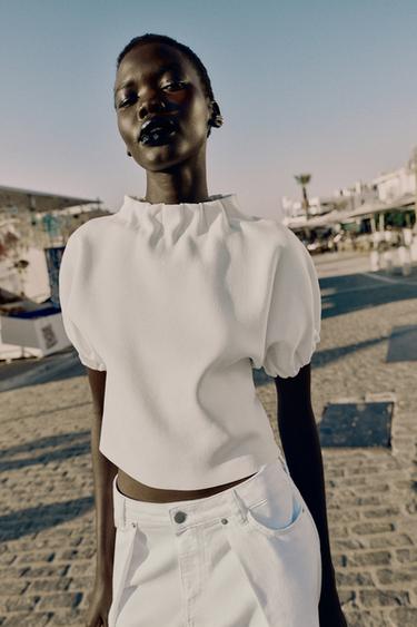 GATHERED KNIT TOP - White by Zara