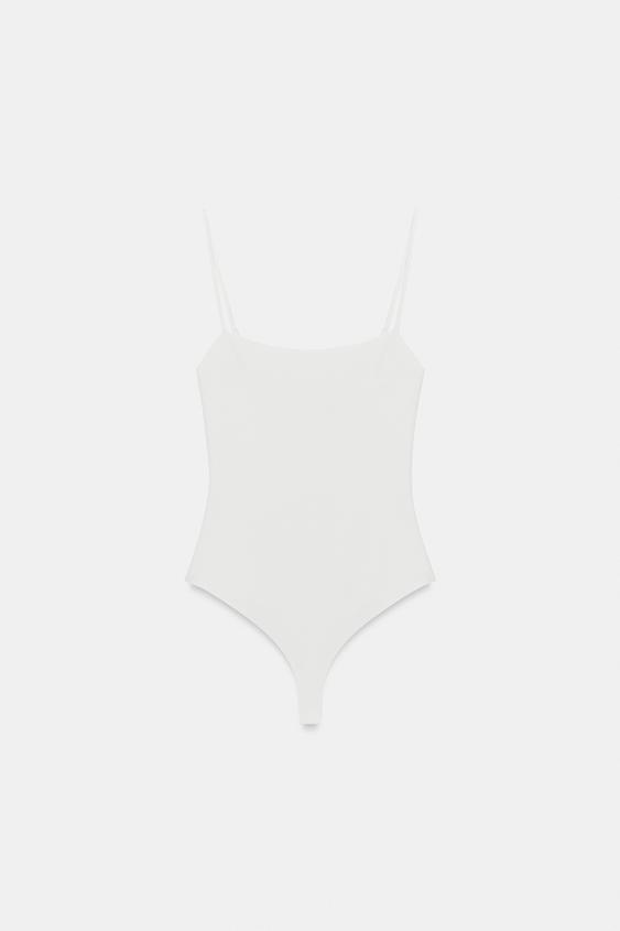 SQUARE NECK BODYSUIT - White by Zara - Image 0