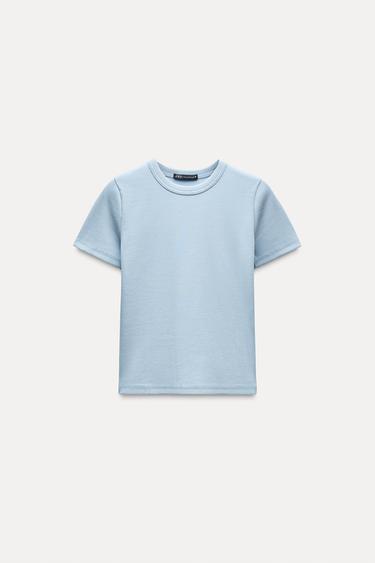RIBBED T-SHIRT - Light blue by Zara