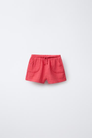 TEXTURED BERMUDA SHORTS - Red by Zara - Image 0