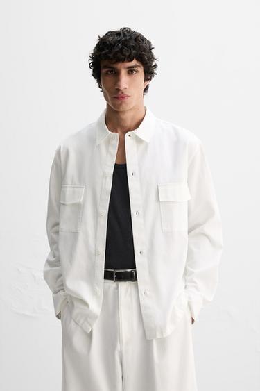 LYOCELL/COTTON OVERSHIRT - White by Zara