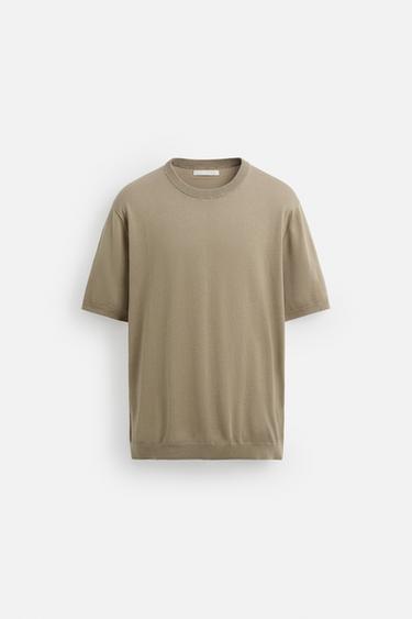 REGULAR FIT KNITTED T-SHIRT - Sand by Zara - Image 5