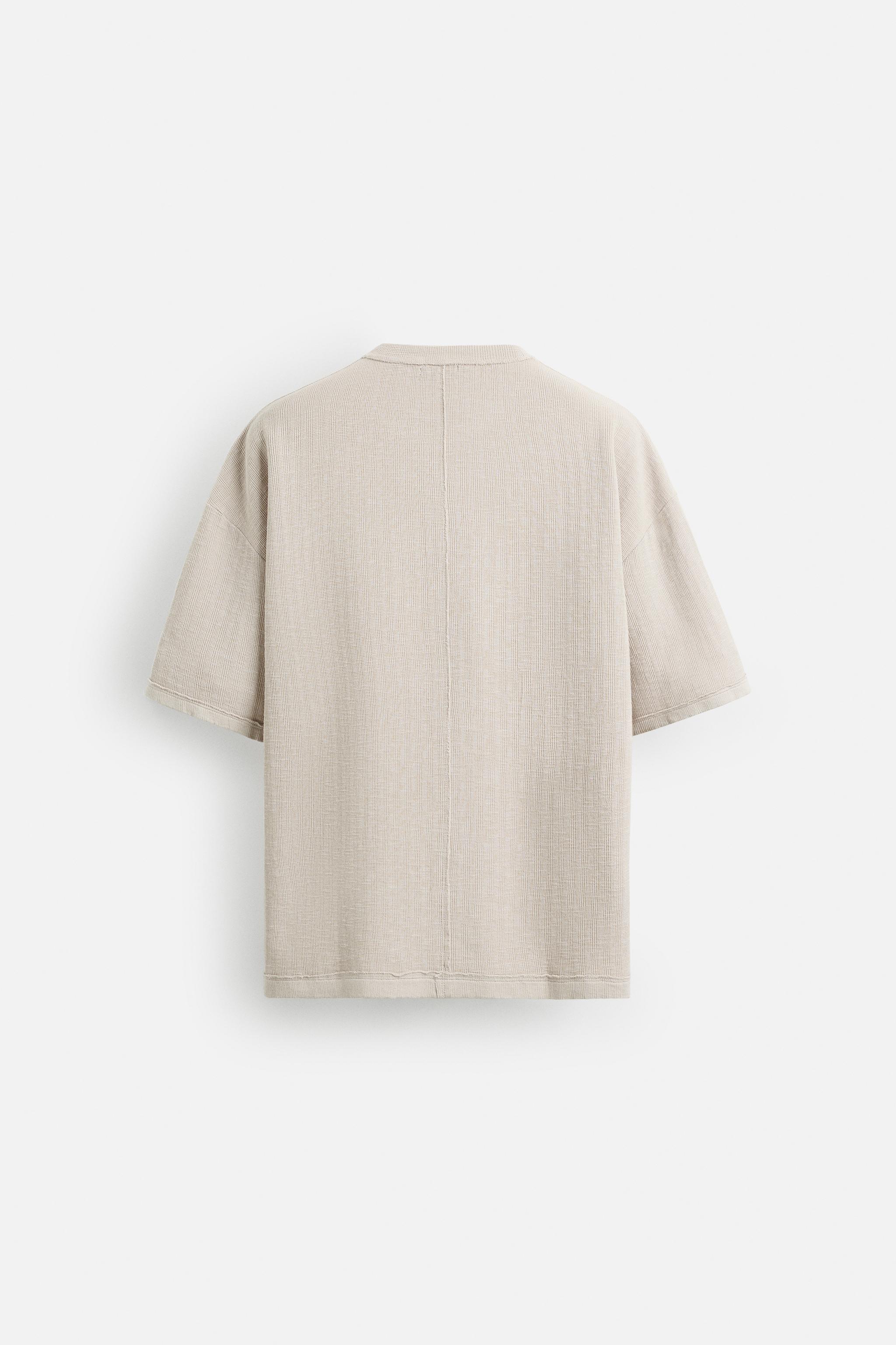 WASHED TEXTURED KNIT T-SHIRT - Ice | ZARA United Kingdom