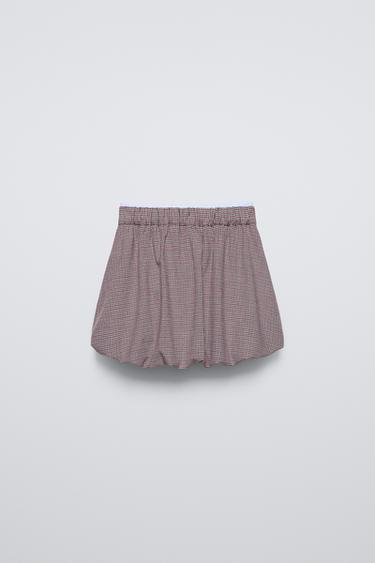 JUPE BALLON À CARREAUX - Bordeaux de Zara - Image 1