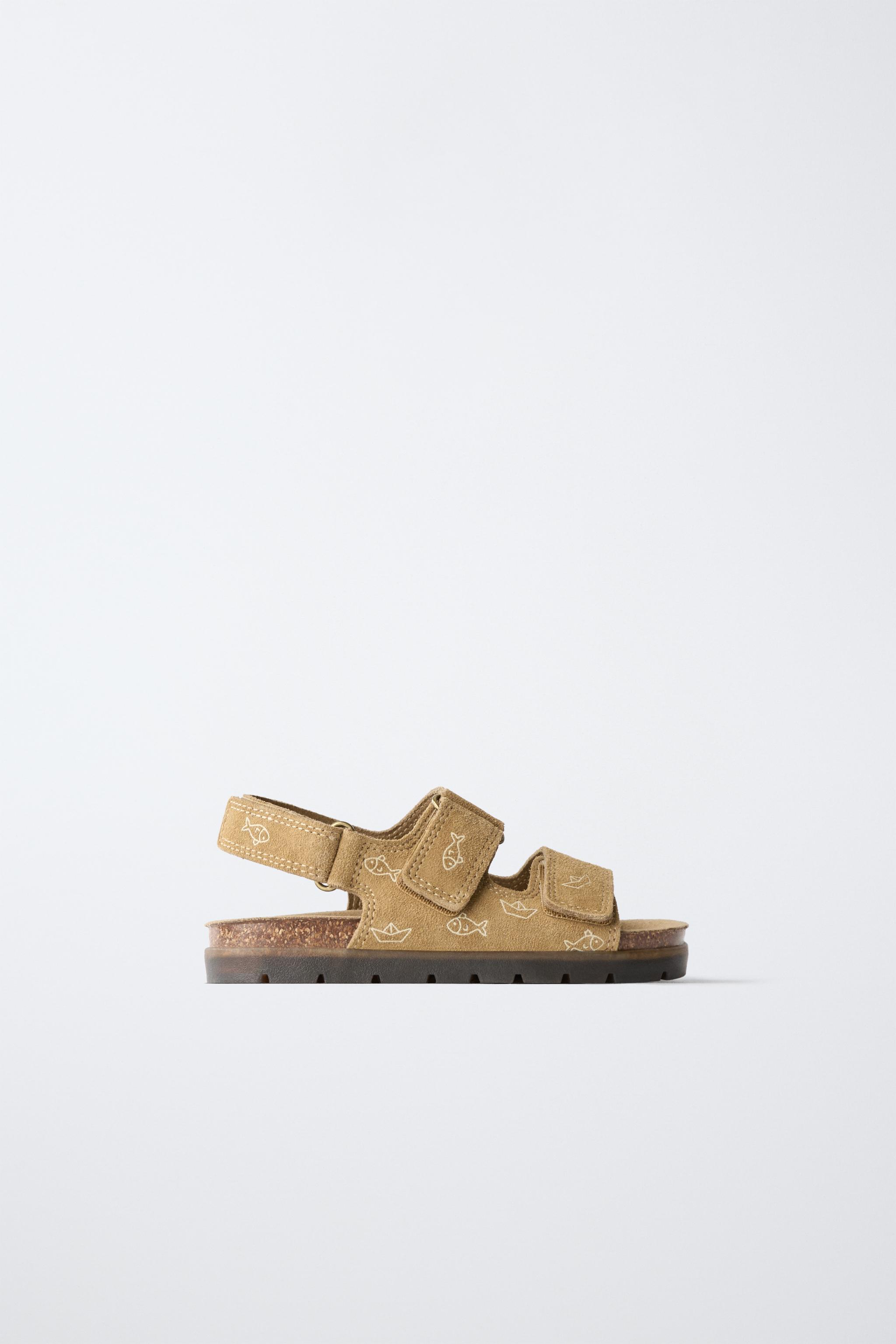 FISH PRINT LEATHER SANDALS — Toasted Brown (alternate view)