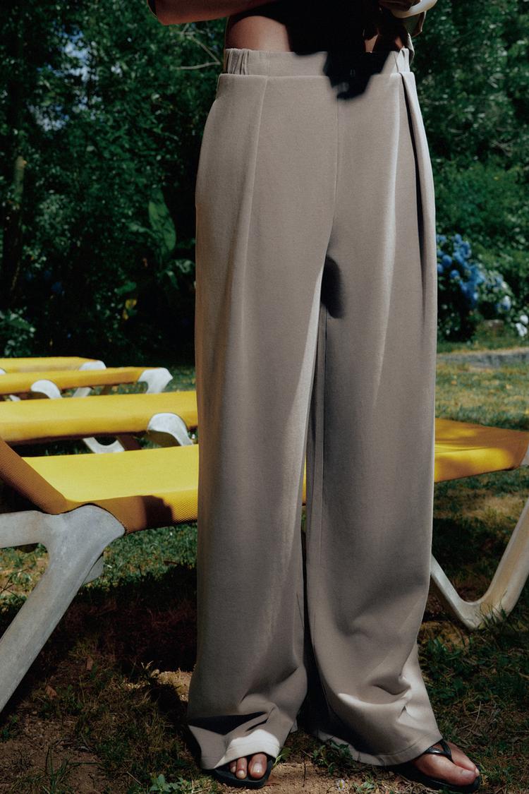 WASHED-EFFECT INTERLOCK TROUSERS