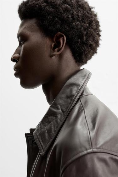 LEATHER TRENCH COAT - Black / Brown by Zara