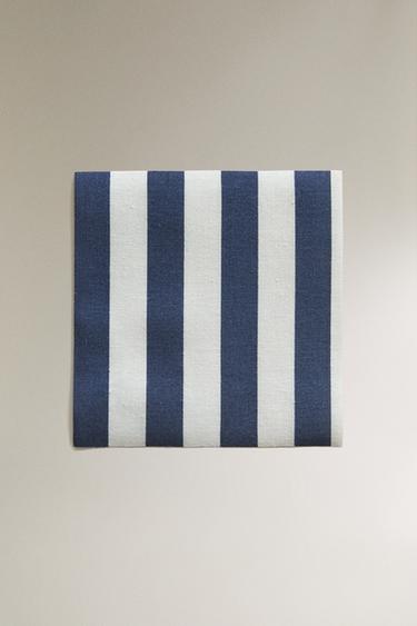 LOT DE 20 SERVIETTES DE TABLE EN COTON RÉUTILISABLES À RAYURES - Bleu / Blanc de Zara - Image 1