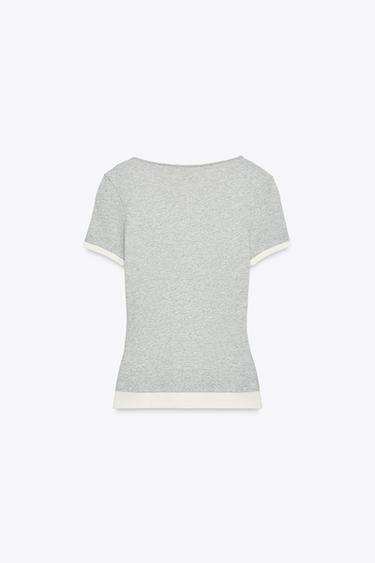 DOUBLE RIB T-SHIRT - Grey marl by Zara - Image 6