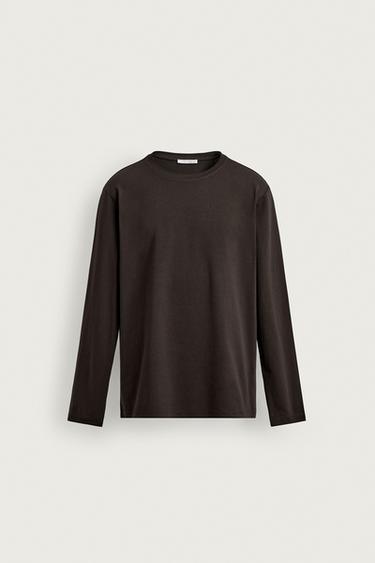CAMISETA SLIM FIT BÁSICA - Marrón de Zara