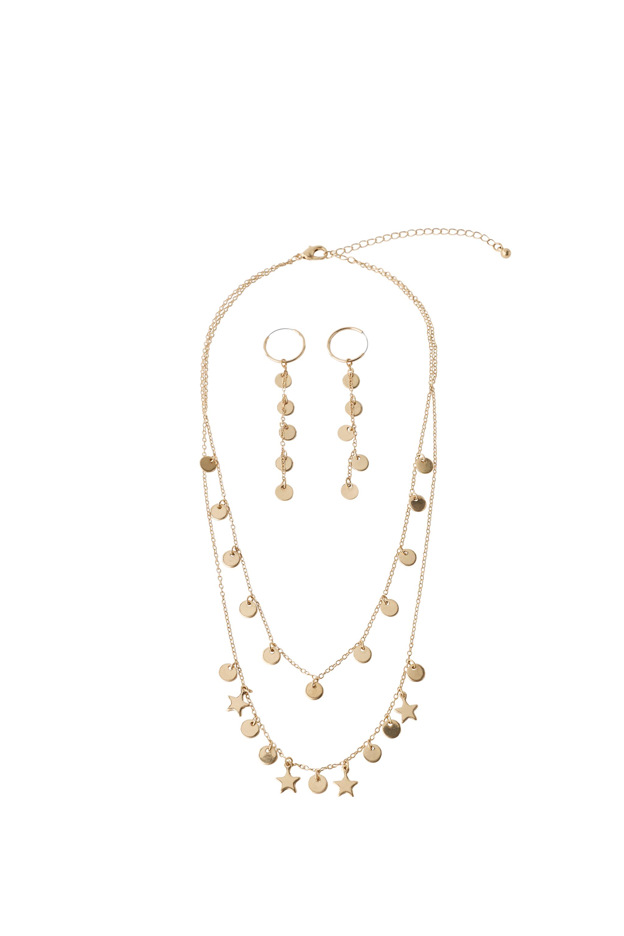 チャームネックレス＆ダングルピアスセット - ゴールド | ZARA Japan