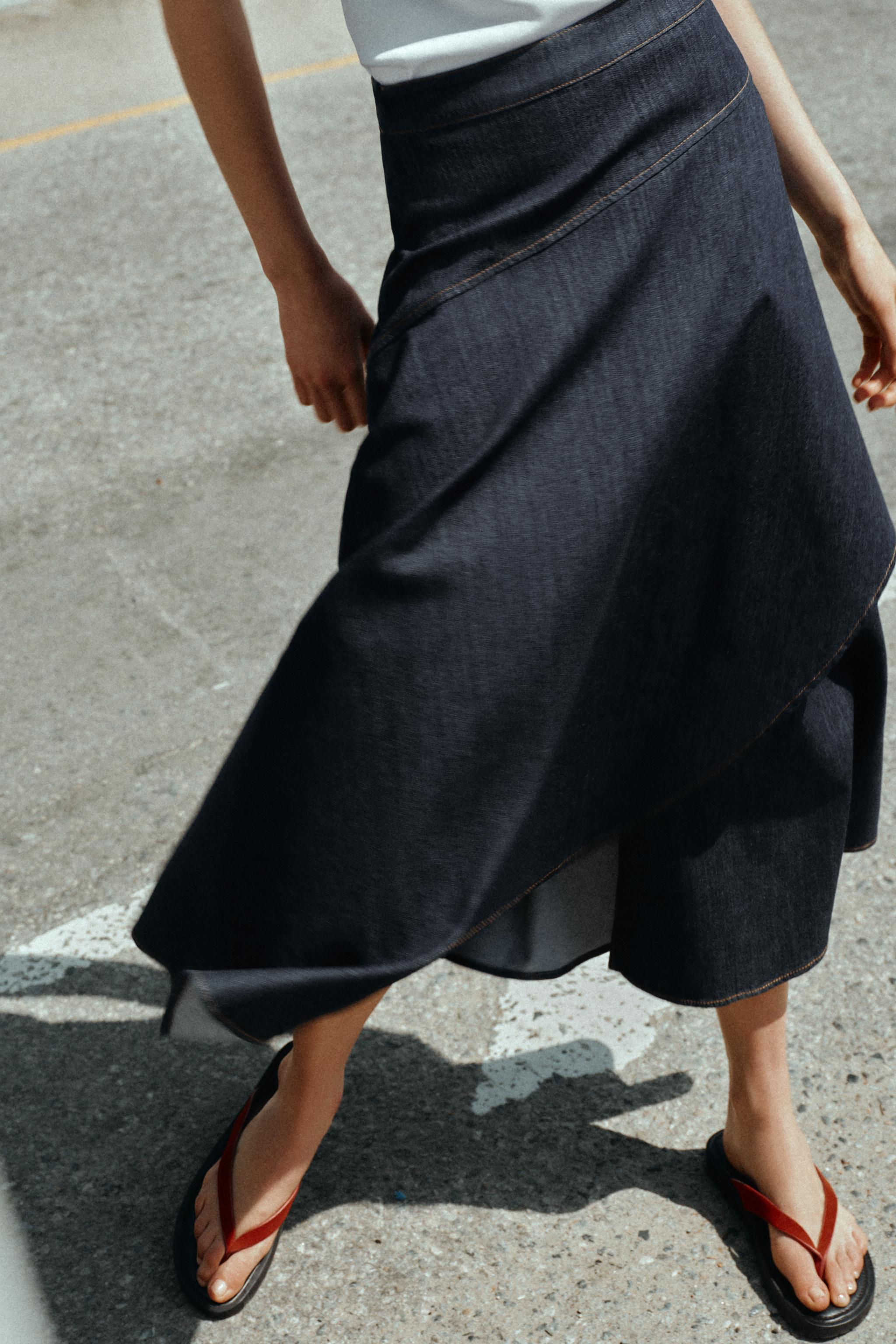 Z1975 RUFFLE DENIM MIDI SKIRT