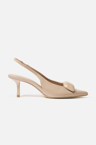 SLINGBACKS WITH HEEL DETAIL - Beige by Zara