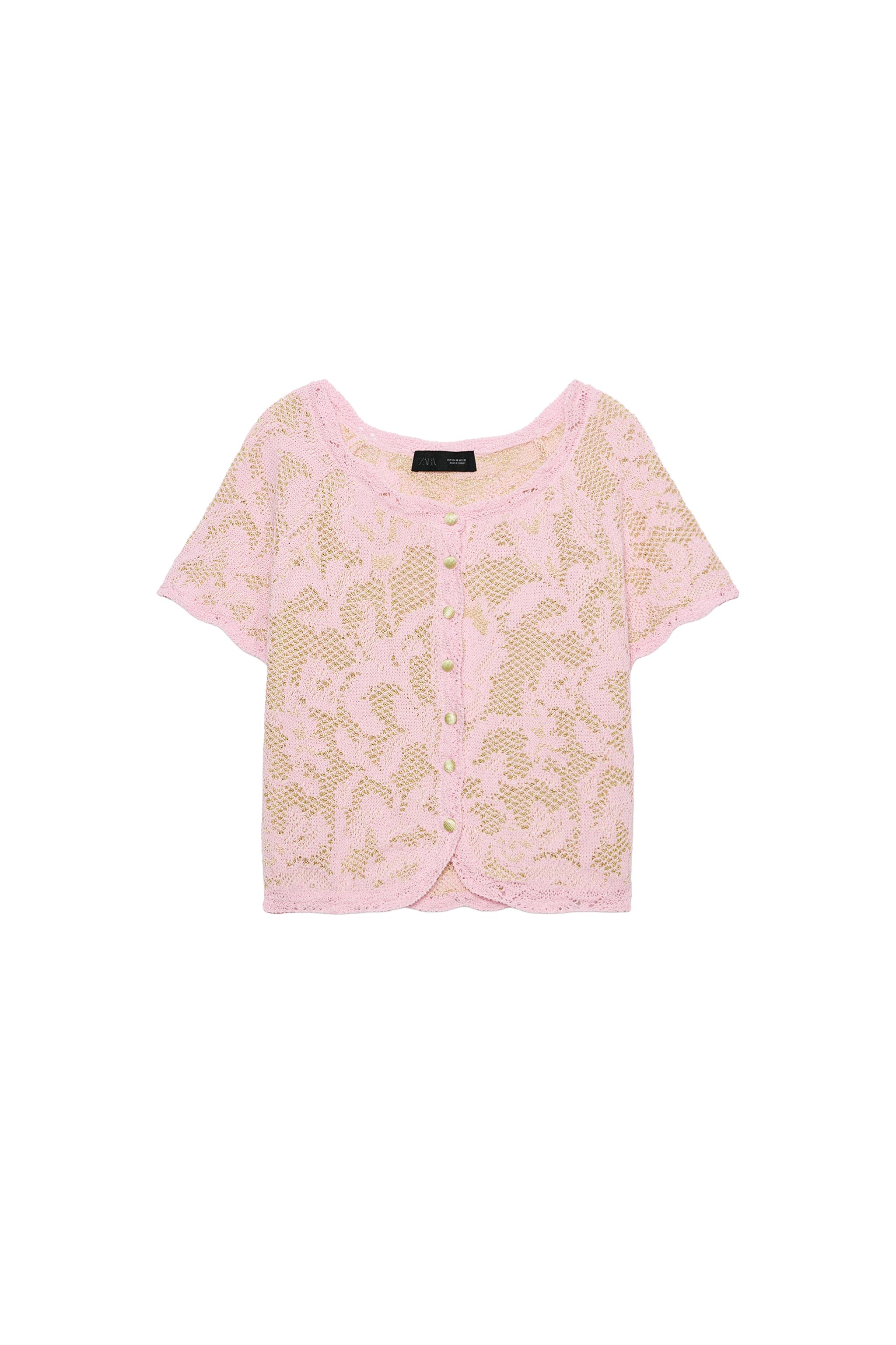 ジャカードショートスリーブカーディガン - 単一 | ZARA Japan / 日本
