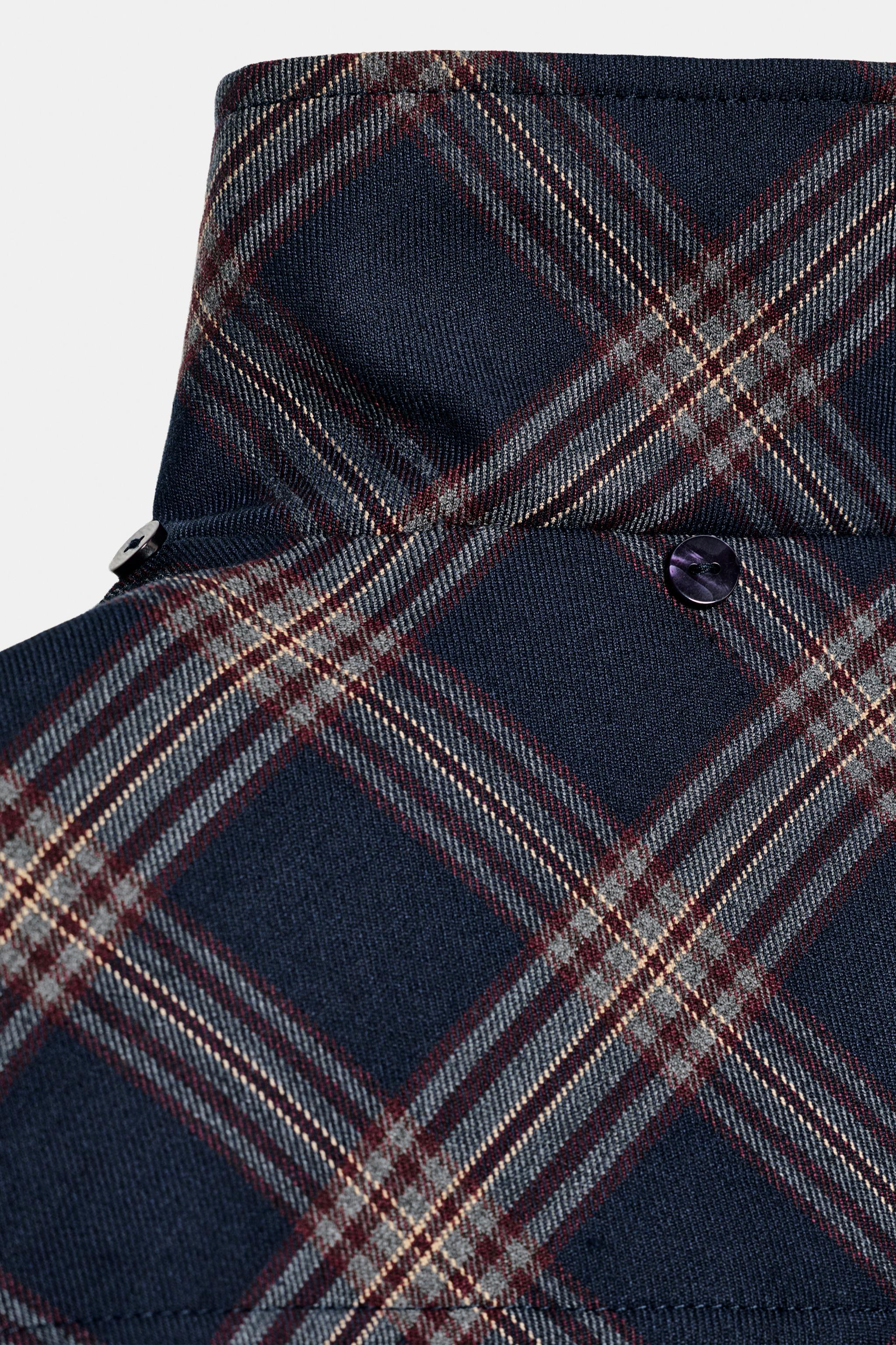 チェック柄フーデッドパフジャケット - レッド／紺 | ZARA Japan / 日本