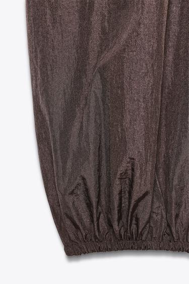 NYLON BALLOON TROUSERS - Dark brown by Zara - Image 7