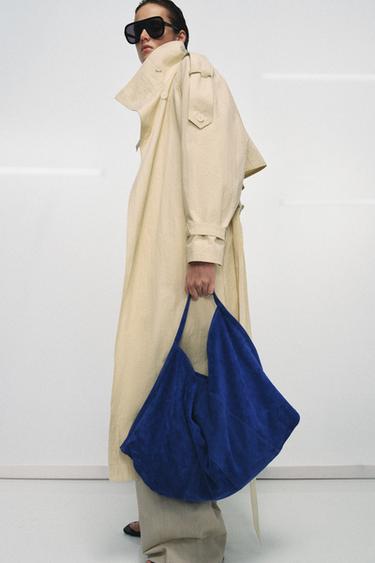 SUEDE BUCKET BAG - Blue by Zara