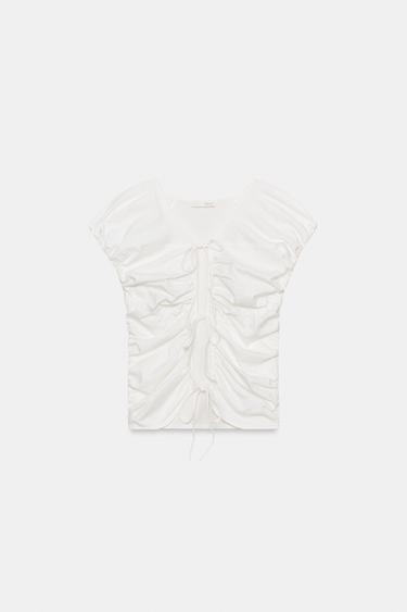 GATHERED TOP WITH TIES - White by Zara