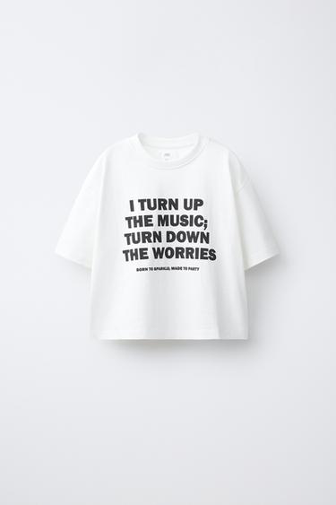 テキストプリントTシャツホワイトZaraのテキストプリントTシャツ - ホワイト