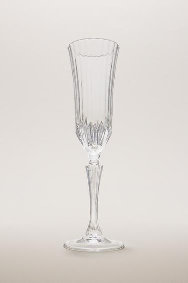 ENGRAVED-EFFECT CRYSTALLINE FLUTE GLASS - 990 by Zara