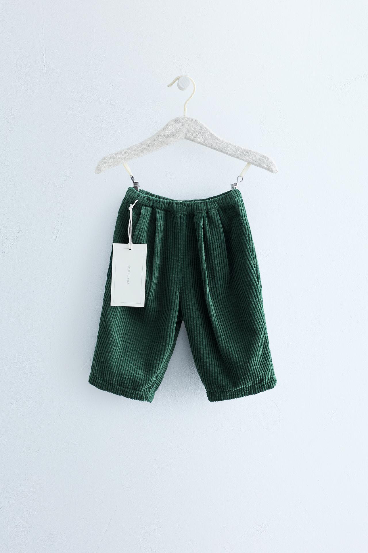 Zara Timeless - Balloon Corduroy Pants — Mid-green