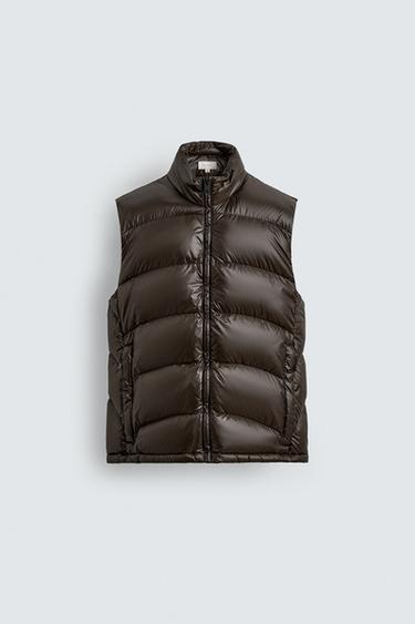 CHALECO PLUMÍFERO 100% PLUMA WATER REPELLENT - Chocolate de Zara