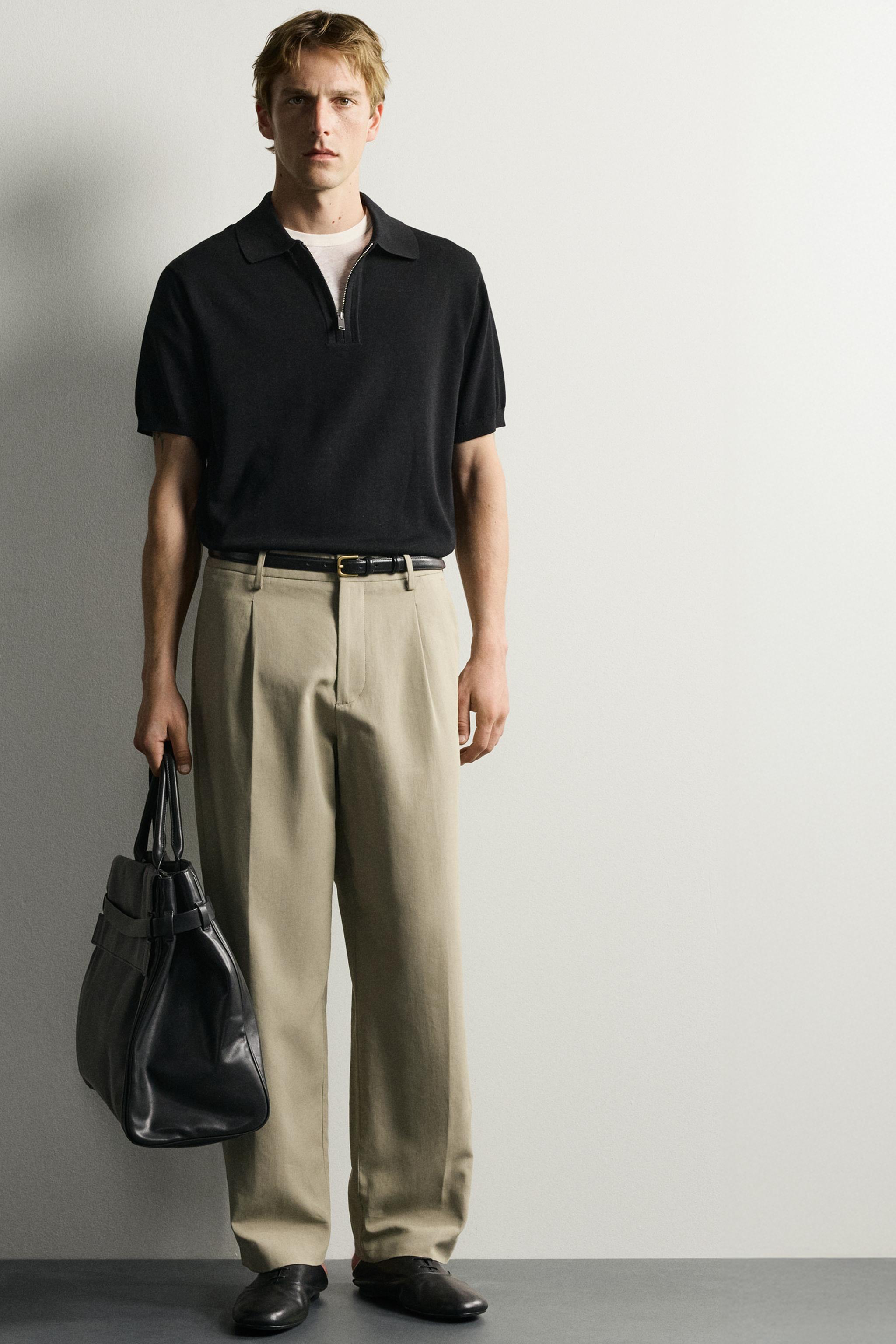 Zara FERMUAR YAKALI TRİKO POLO T-SHIRT görsel 7