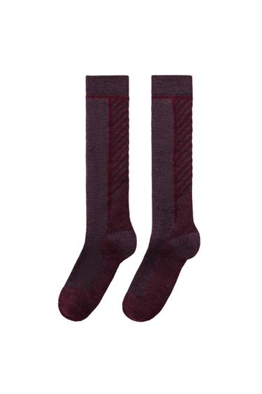 WOOL SKI SOCKS - Burgundy by Zara