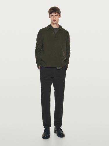 Jersey polo punto 100% lana - KAKI de Zara