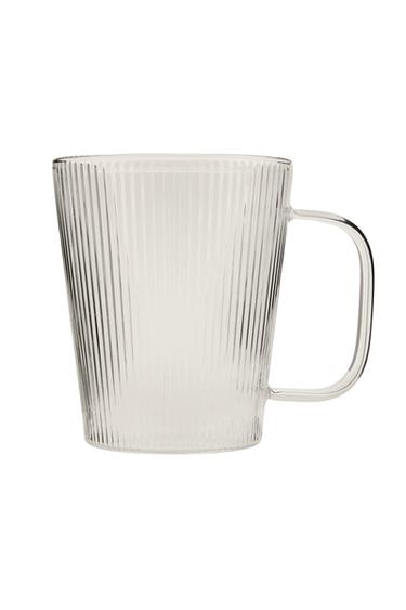 BOROSILICATE GLASS MUG WITH LINES - Transparent by Zara