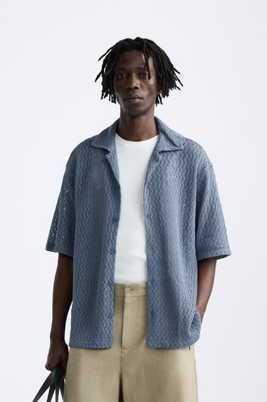 GEOMETRIC JACQUARD SHIRT - Indigo by Zara