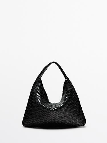 Bolso shopper trenzado piel napa - Negro de Zara