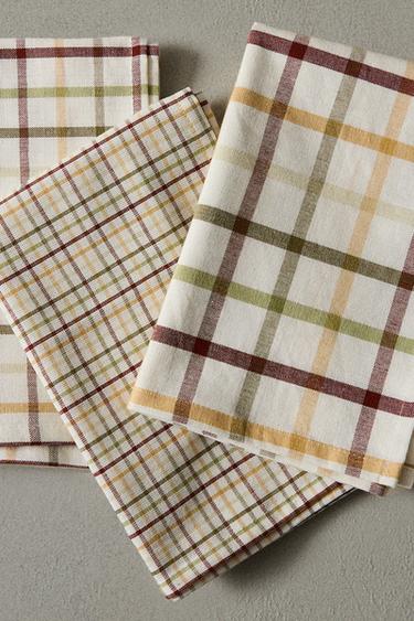 DYED THREAD TEA TOWELS (PACK OF 3) - Green by Zara
