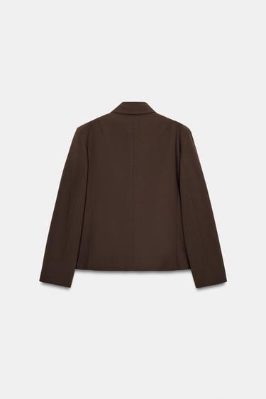 BLAZER CRUZADA CUELLO SOLAPA - Marrón de Zara