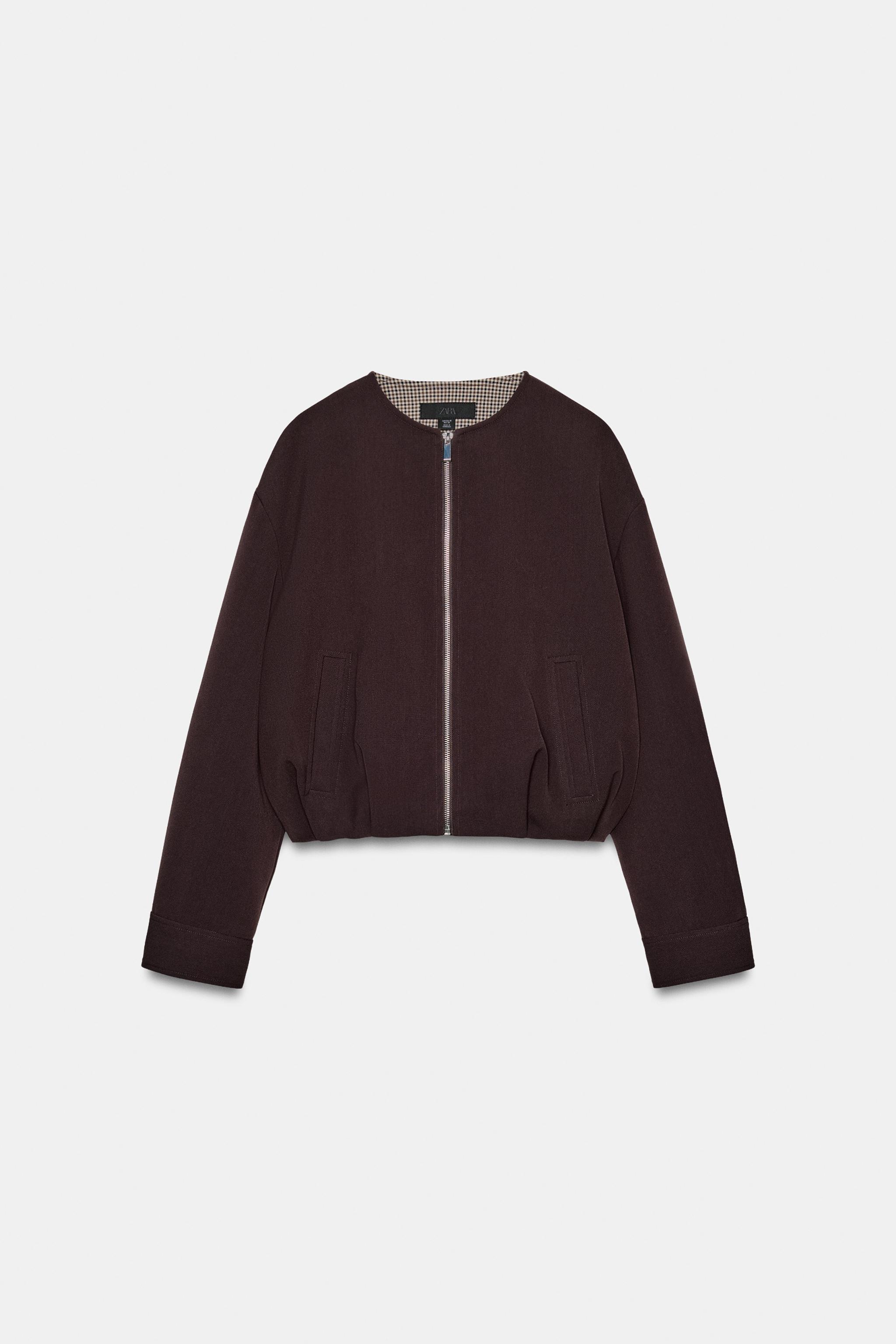 Женские куртки Zara GATHERED HEM BOMBER JACKET — фото 7
