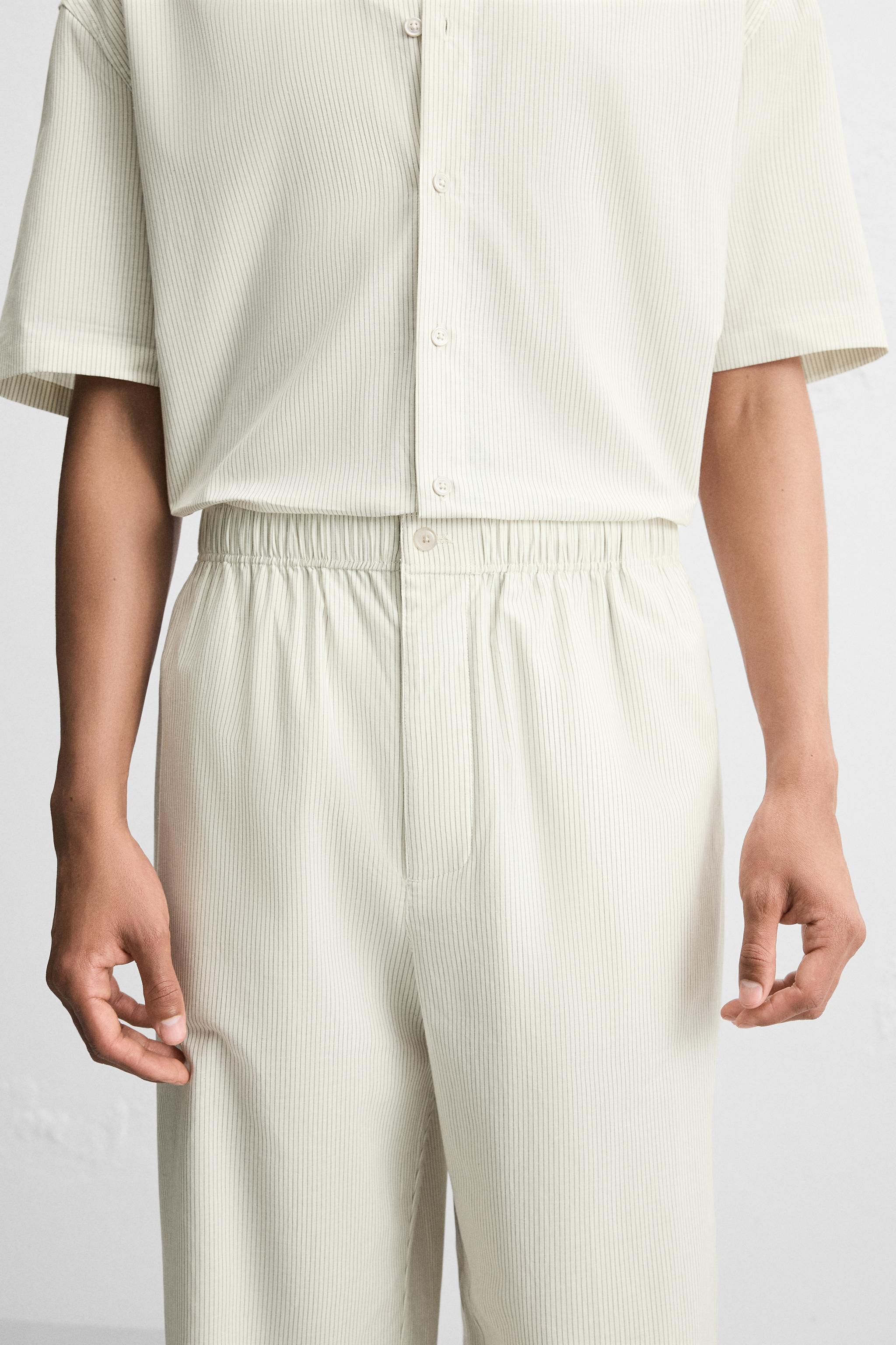 grown パンツ striped hemp pants STRIPED COTTON HEMP PANTS - Striped | ZARA United States
