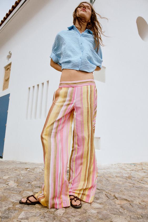 STRIPED WIDE LEG PANTS from Zara - $59.90