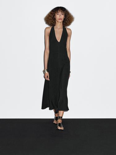 Zara Halter midi dress with low-cut back - Black - Image 0